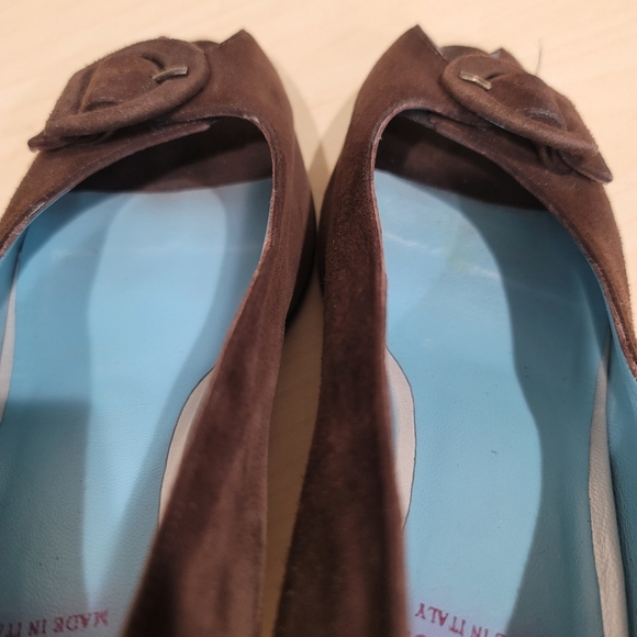 Vintage Suede Thierry Rabotin Peep Toe Block Heels - sz 36.5 EU - Picture 6 of 12